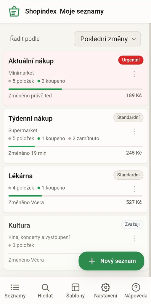 Shopindex – prehľad nákupných zoznamov